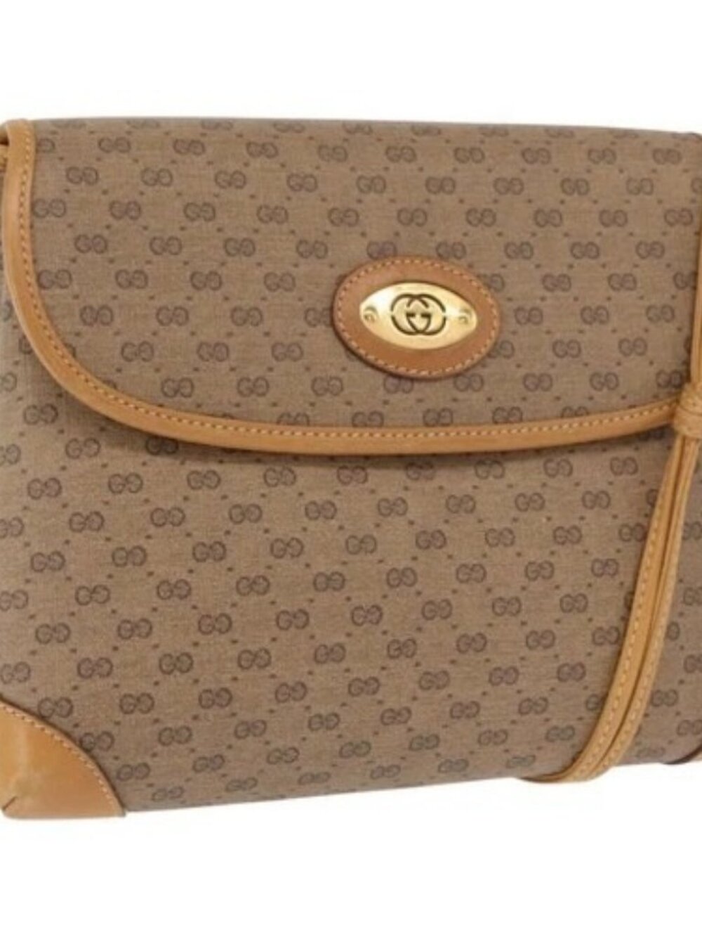 GUCCI Micro GG Supreme Shoulder Bag PVC Beige Gold 007 49 5548 Auth ep12759